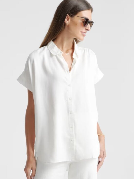 Quince Tops - Quince White Vintage Wash Tencel Camp Shirt Size XL 36911